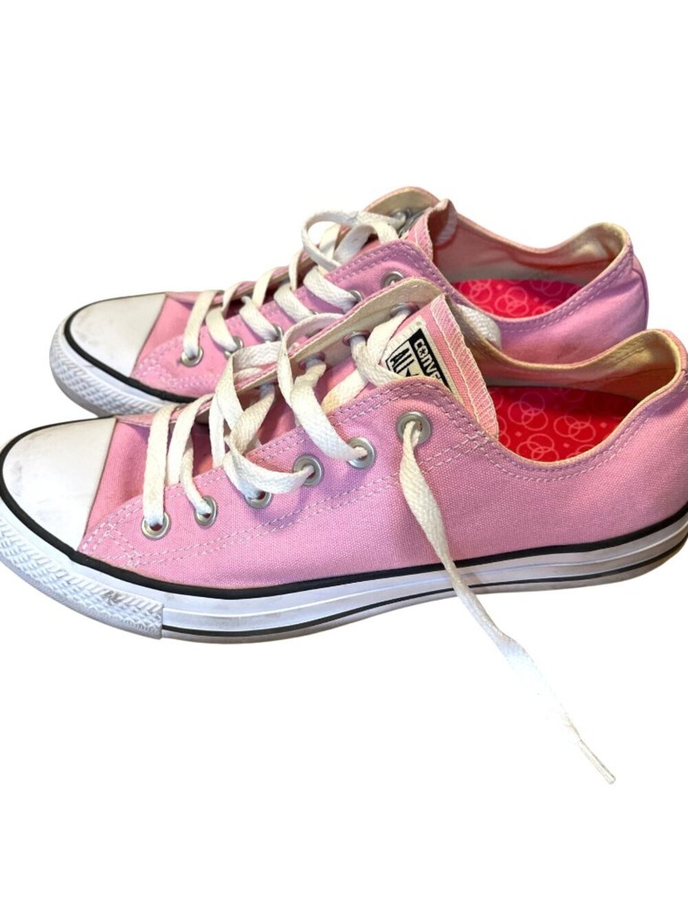 Converse Chuck Taylor All Star Low Top Sneakers Pink Canvas Lace-Up Size 8 Mens